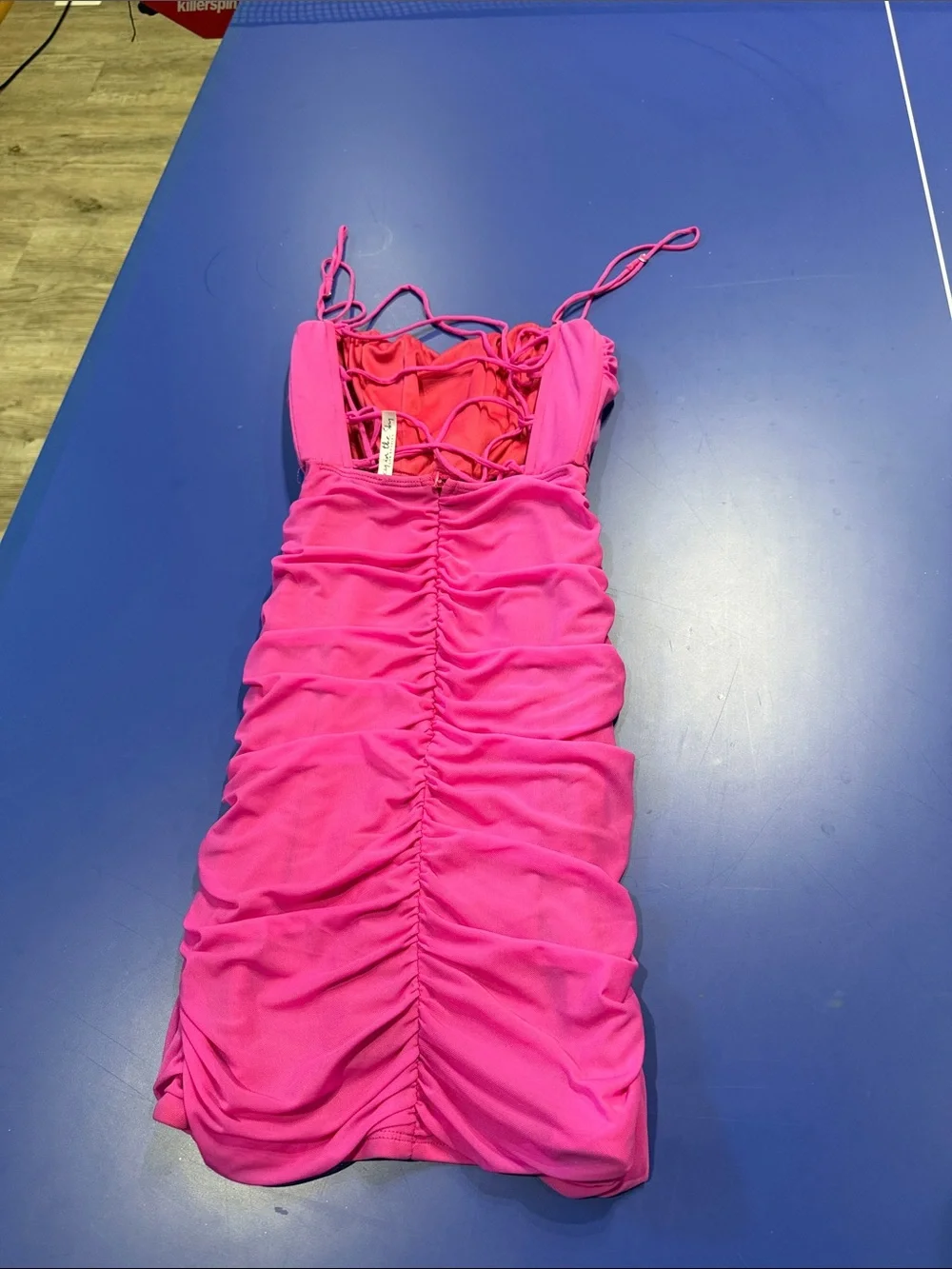 Lucy in the Sky Hot Pink Ruched Bodycon Prom Dress